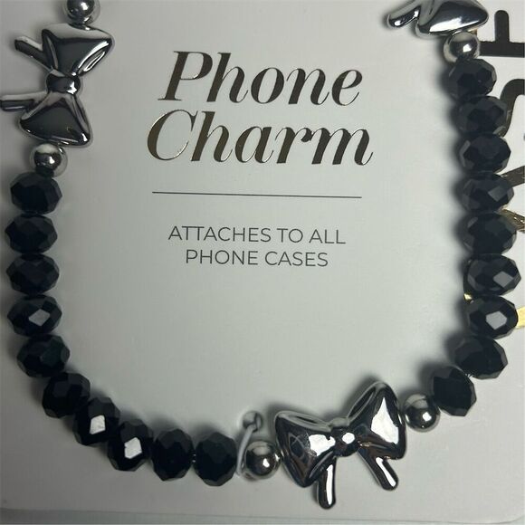 Case-Mate Black Beaded Phone Charm with Metal Accents Universal Fit - Picture 6 of 8